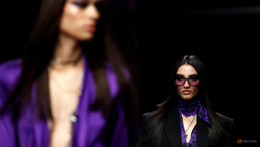 Cherckerboard reigns on Versace catwalk at Milan Fashion Week