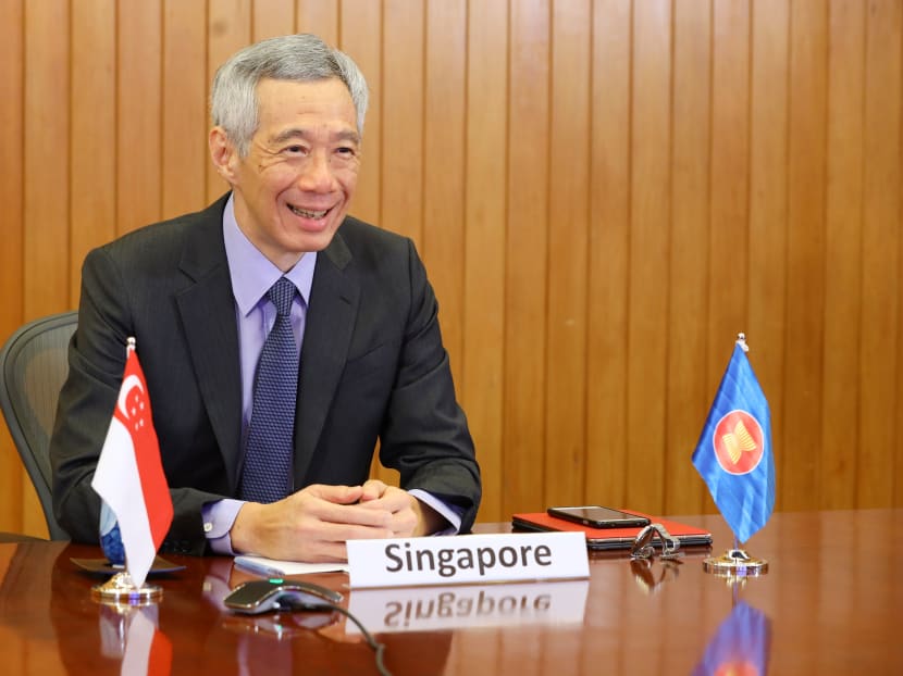 PM Lee at the Special Asean Summit on Covid-19 on Tuesday morning (April 14).
