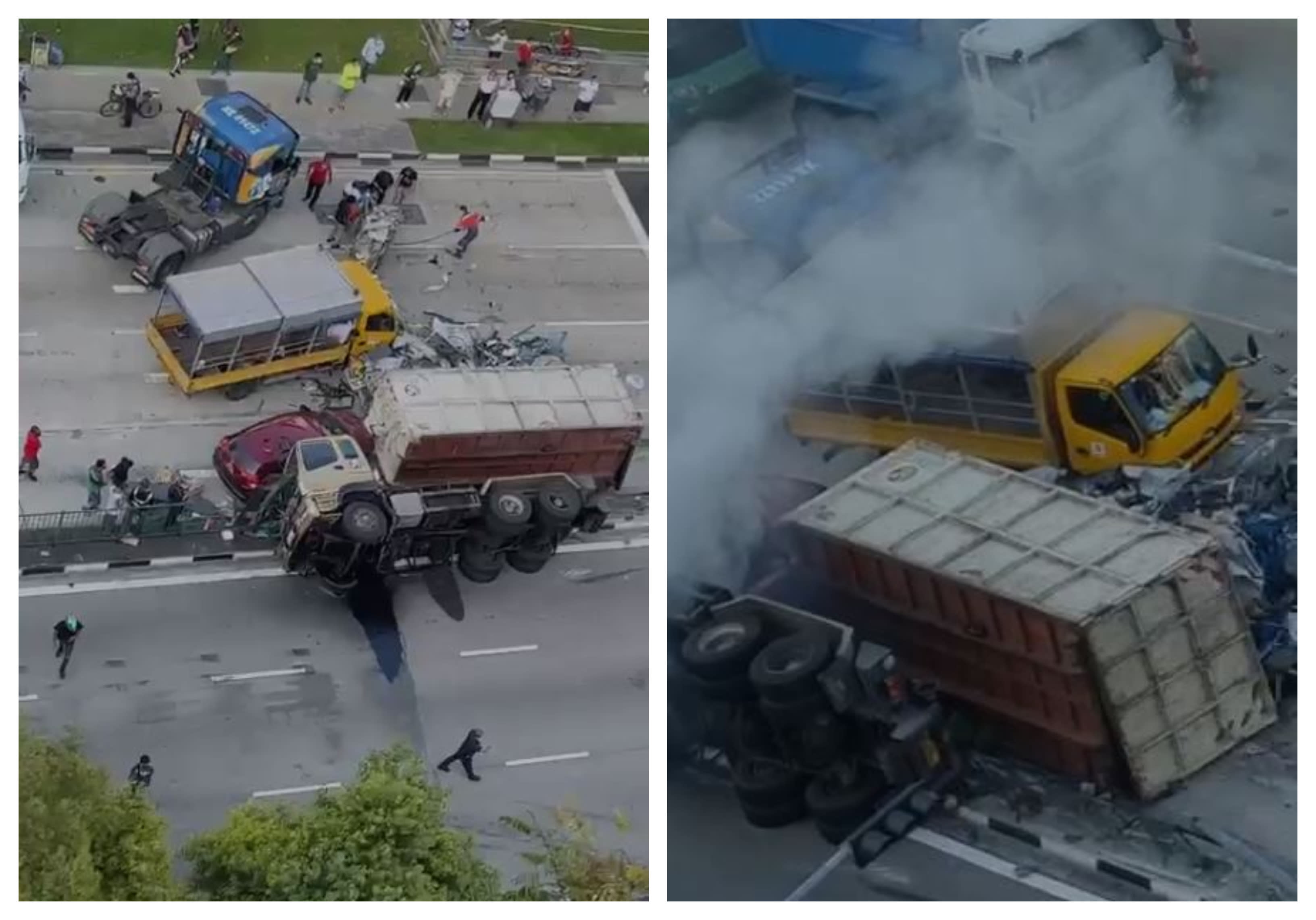 Driver hospitalised after lorry crashes through road barrier at junction of Pioneer Road and Jurong West Ave 5 Driver hospitalised after lorry crashes through road barrier at junction of Pioneer Road and Jurong West Ave 5