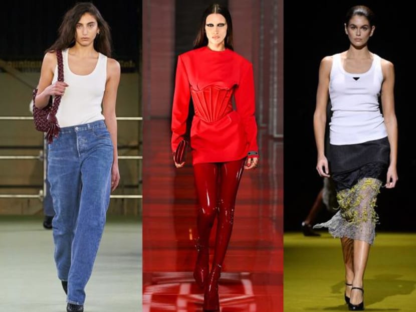Bringing sexy back: Tank tops, latex dresses and corsets at Milan Fashion Week