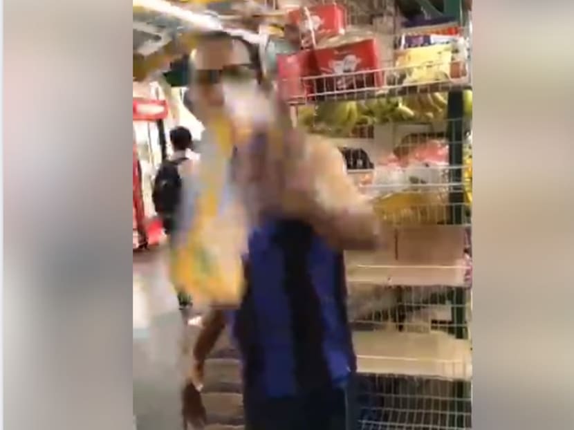 In a video of the incident circulating on social media, the man was seen holding a packet of soy milk. He claimed that he forgot to bring his mask and was just buying "one thing".