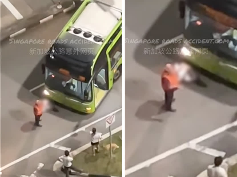 Screengrab from a video showing the scene of the accident at a traffic junction in Sengkang.