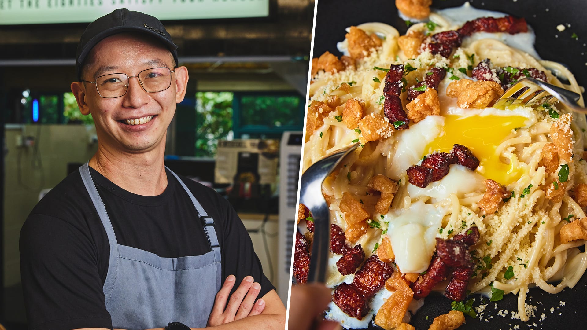 Ex-Cicheti Chef Serves $7.80 Spaghetti Carbonara With Crispy Pork Lard At Hip Hawker Stall In Bukit Merah Ex-Cicheti Chef Serves $7.80 Spaghetti Carbonara With Crispy Pork Lard At Hip Hawker Stall In Bukit Merah