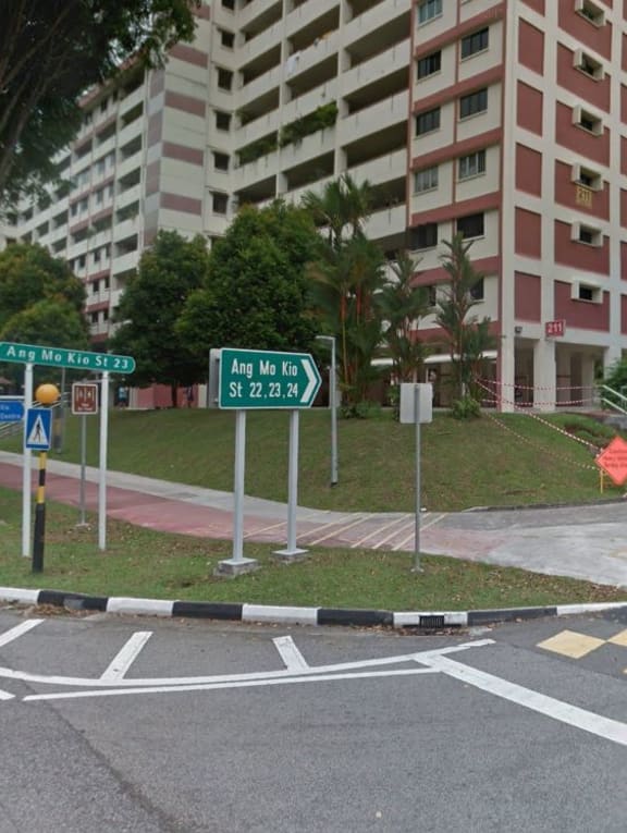 The police were alerted to a stabbing case at a residential unit along Ang Mo Kio Street 23 (pictured) at about 7.35am on Jan 11, 2022.