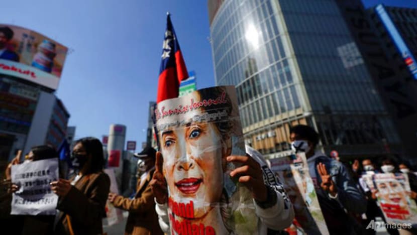 Myanmar nationals in Japan march in protest of military coup