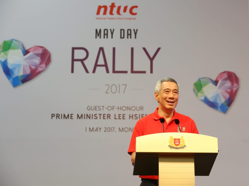Singapore's Prime Minister Lee Hsien Loong delivering his speech at the May Day Rally 2017. Photo: Nuria Ling/TODAY