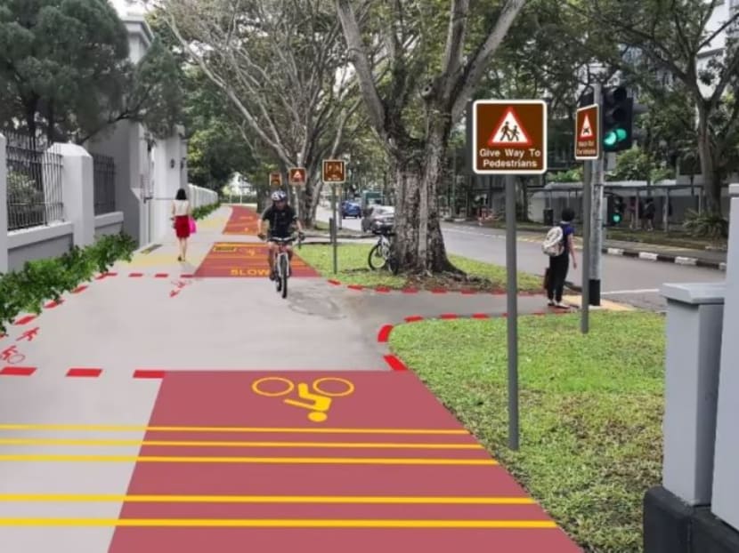 Artist impression of a future cycling path along Serangoon Ave 3.

