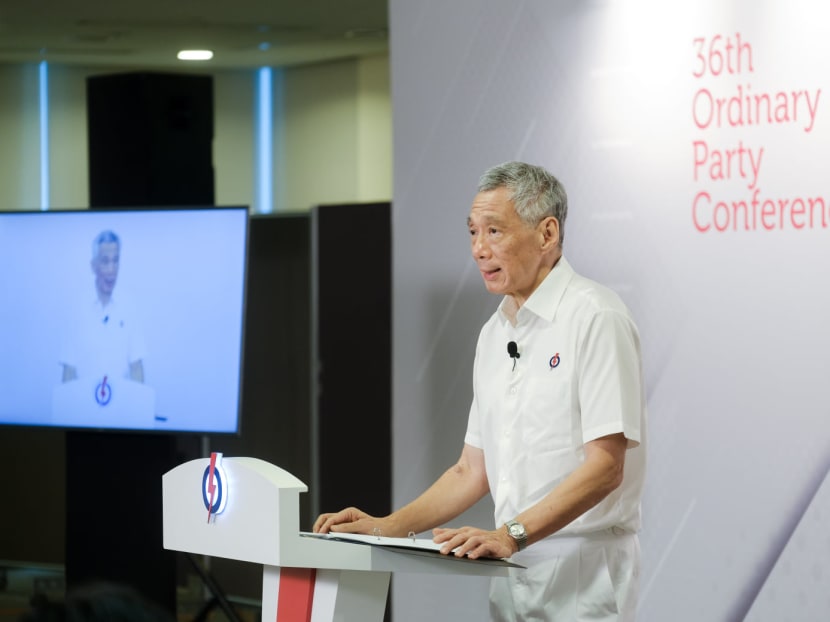 PM Lee speaking at the PAP conference on Nov 8, 2020.