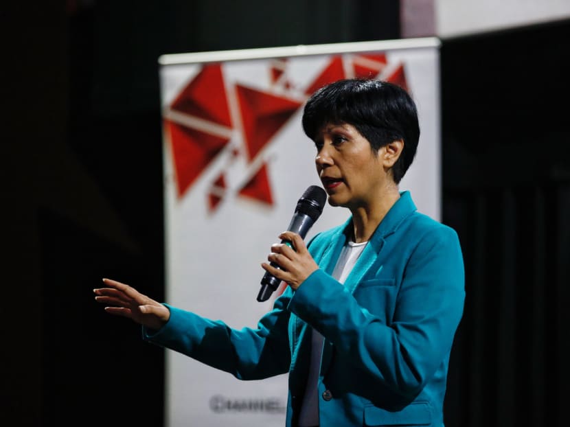 Second Education Minister Indranee Rajah speaking at a dialogue session on Oct 29, 2018, after a screening of the Channel NewsAsia documentary Regardless of Class at a Shaw Lido cinema.