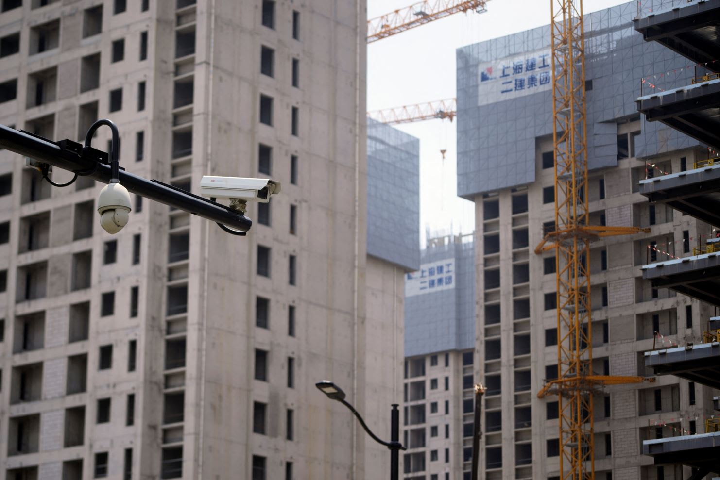 <p>Surveillance cameras are seen near residential buildings under construction in Shanghai, China on July 20, 2022. </p>
<p>Surveillance cameras are seen near residential buildings under construction in Shanghai, China on July 20, 2022. </p>