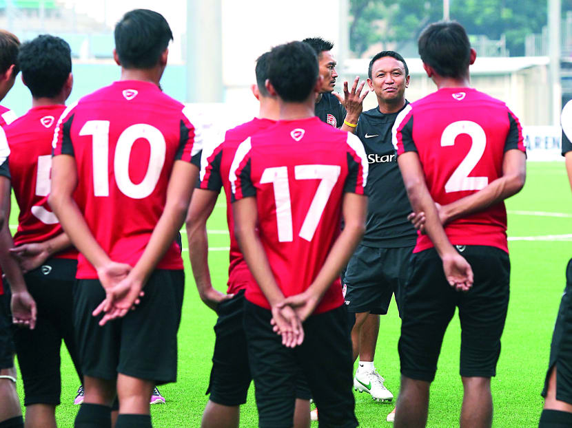 LionsXII coach Fandi Ahmad speaking to players. TODAY FILE PHOTO