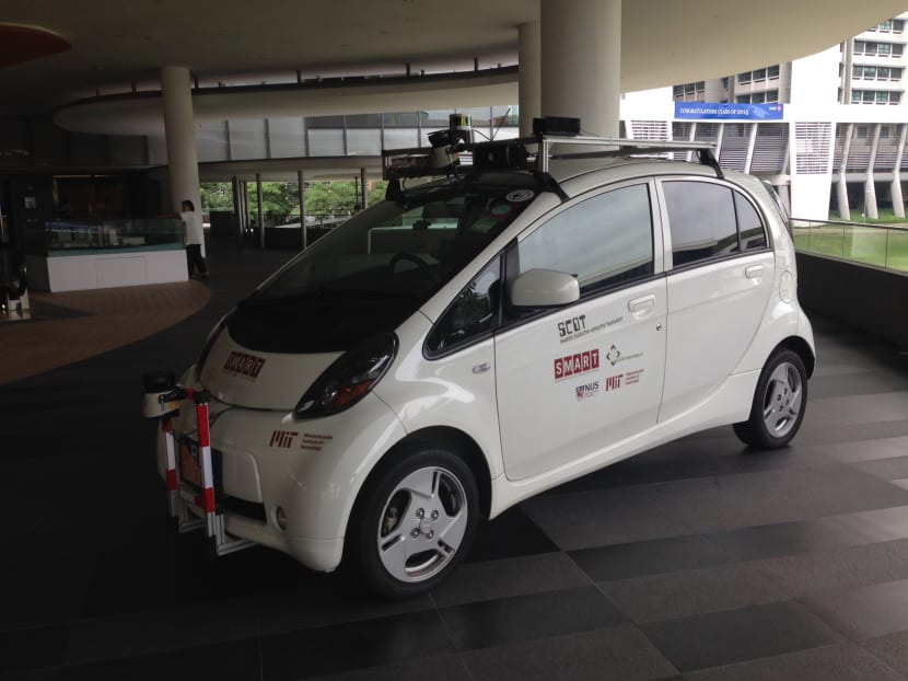 A driverless vehicle on display at the inaugural CREATE Symposium. Photo: Alfred Chua