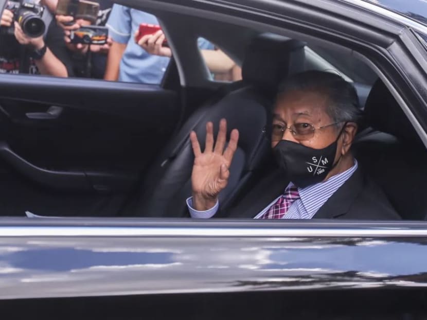 Former Malaysian prime minister Mahathir Mohamad arrives at Istana Negara to give a memorandum seeking the end of the emergency proclamation on Tuesday, April 20, 2021.
