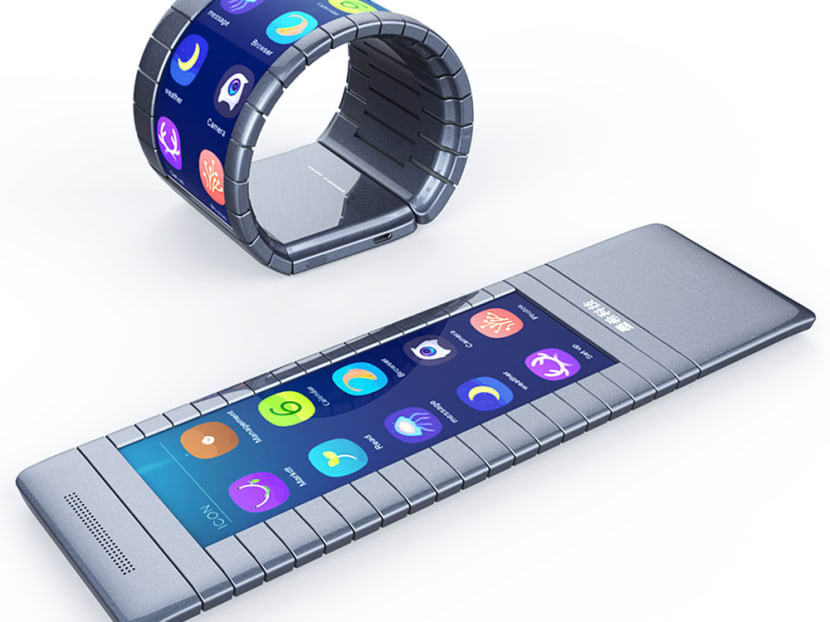 The bendable smartphone based on graphene technology. Photo: Moxie Group via Bloomberg