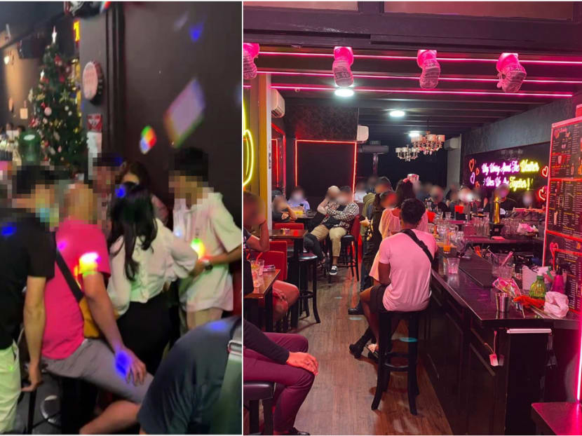 Nightlife establishment The Eastern (left), which has converted to serve food and beverages, allowed intermingling between patrons and failed to keep at least 1m distance between tables and groups. Lu La (right), a restaurant-bar, allowed alcohol to be consumed on its premises after 10.30pm. 