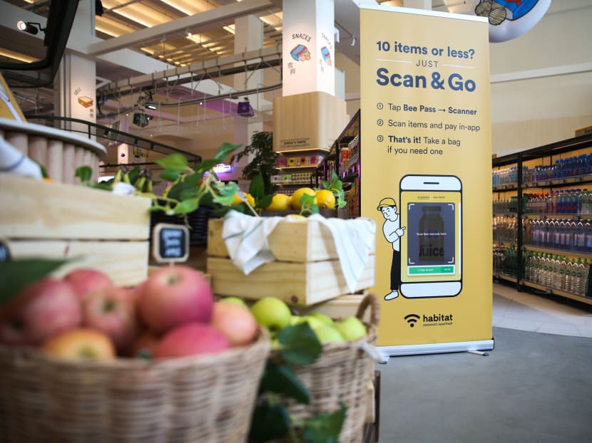 Customers who pick up 10 items or less at the supermarket have the option of scanning and paying for their items via the Honestbee mobile application without needing to queue at checkout.