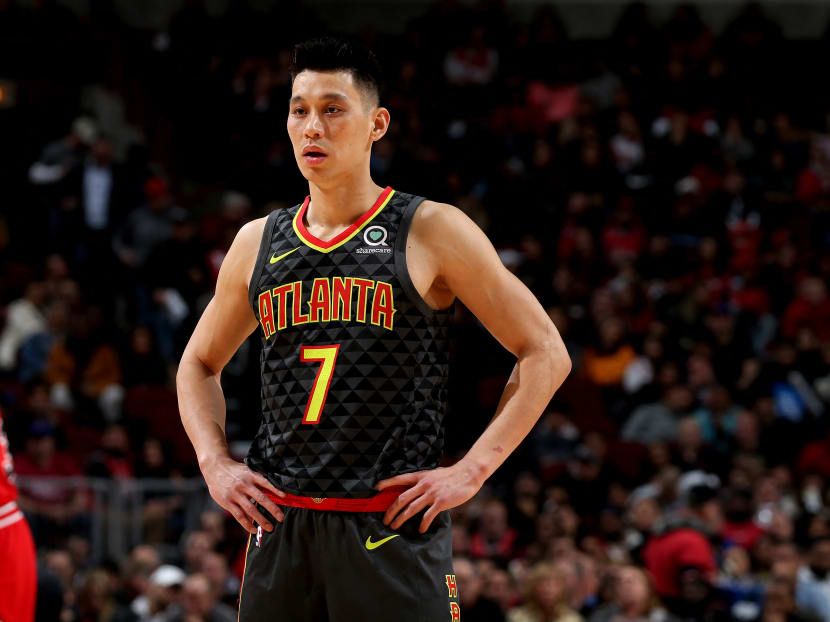 Jeremy Lin #7 of the Atlanta Hawks looks on against the Chicago Bulls on Jan 23, 2019 at the United Center in Chicago, Illinois.