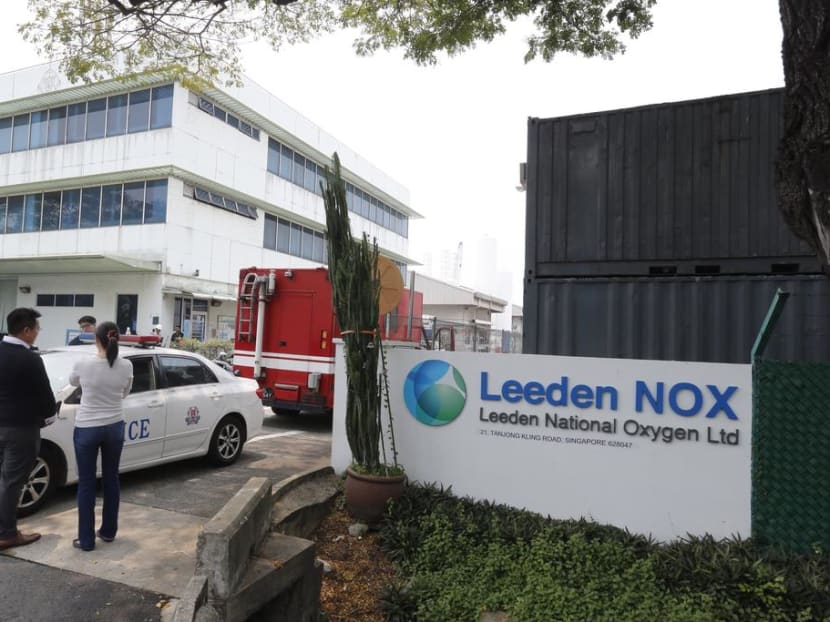 Police attending the premises of Leeden National Oxygen in October 2015 after explosions killed one worker and injured seven others.