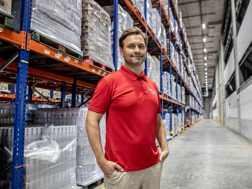 Lazada chief retail officer Richard Ruddy in RedMart's warehouse at 47 Jalan Buroh on Nov 3, 2021.