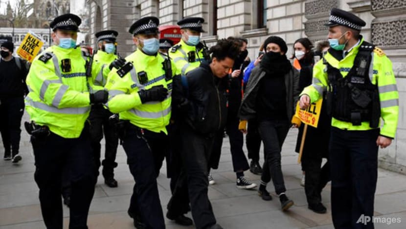 UK arrests over 100 in protests against policing Bill