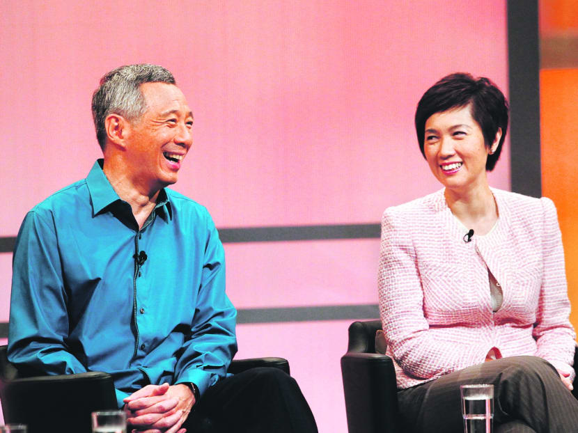 Prime Minister Lee Hsien Loong with Senior Minister of State for Finance and Transport Josephine Teo. Photo: Ernest Chua