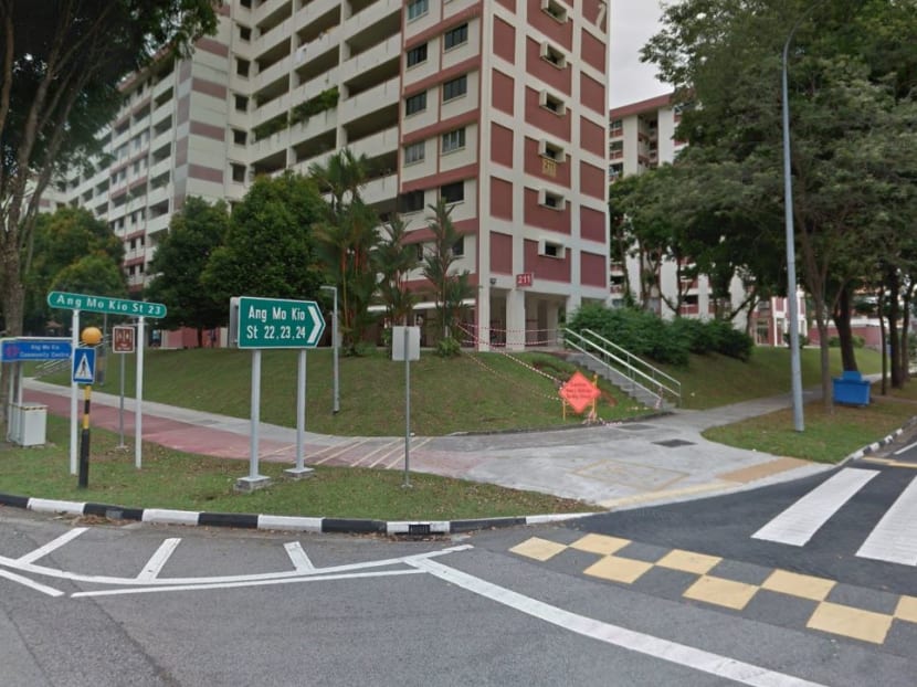The police were alerted to a stabbing case at a residential unit along Ang Mo Kio Street 23 (pictured) at about 7.35am on Jan 11, 2022.