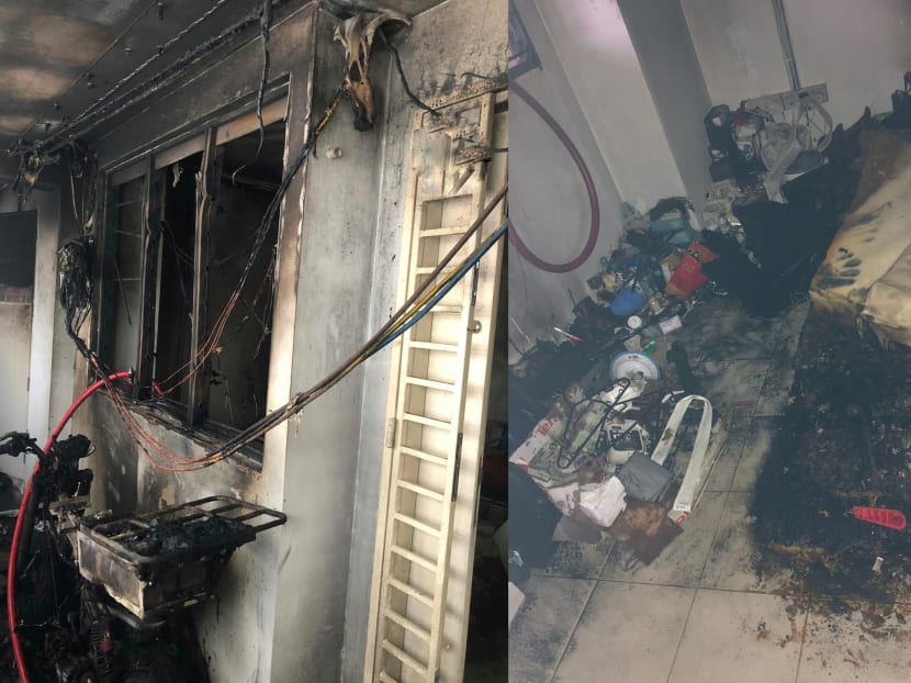 The fire in the seventh-floor flat in Bedok involved contents of a bedroom and the corridor outside the unit, the Singapore Civil Defence Force said.