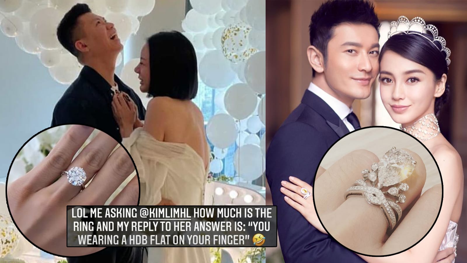 Kim Lim’s Engagement Ring Apparently Costs As Much As An "HDB Flat" & 4 Other Massive Celeb Engagement Rings Kim Lim’s Engagement Ring Apparently Costs As Much As An "HDB Flat" & 4 Other Massive Celeb Engagement Rings