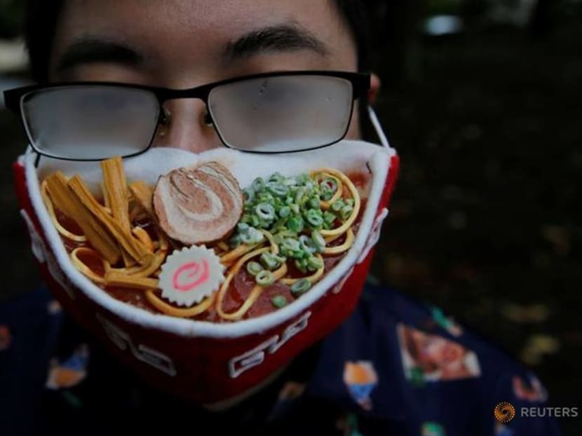 Japanese artist creates ramen face mask to complement fogged glasses Japanese artist creates ramen face mask to complement fogged glasses