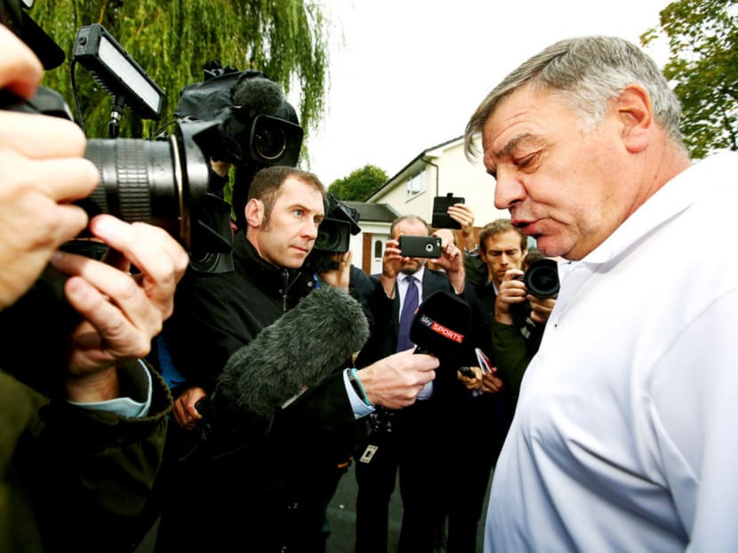 Former England manager Sam Allardyce speaking to the media as he left  his family home in Bolton yesterday. Allardyce left his position after only one match in charge following allegations made by a national newspaper. Photo: Getty Images