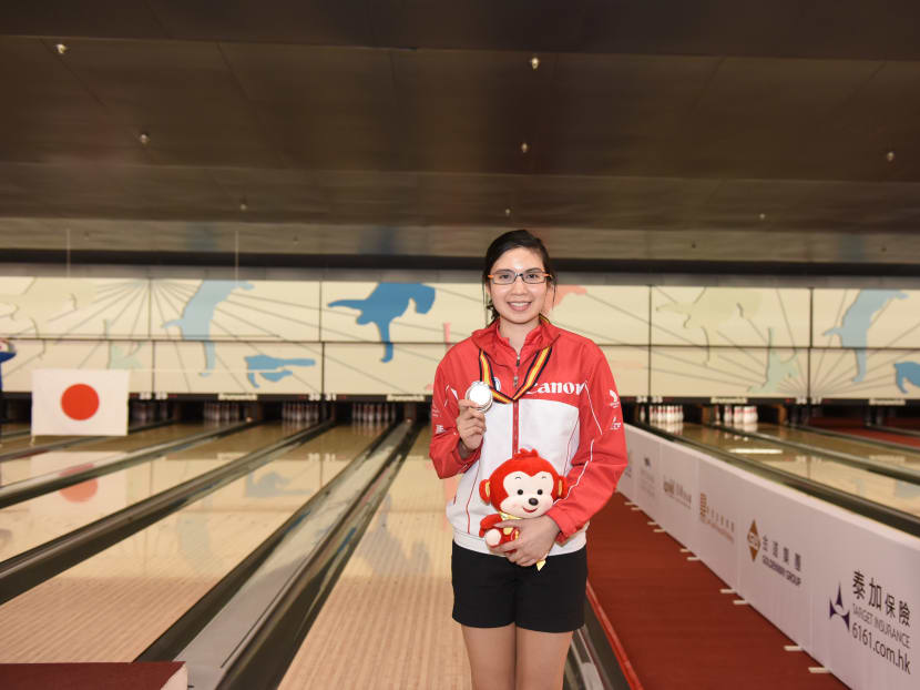 Bowler Jasmine Yeong-Nathan is aiming for a spot on the six-member women’s team for the 2017 SEA Games in Kuala Lumpur. Photo: Singapore Bowling Federation