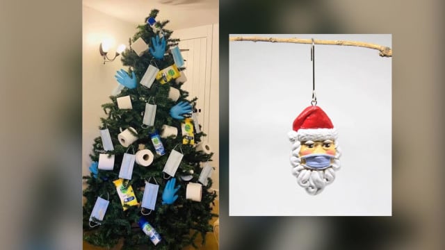 疫情中过圣诞 商家网民设计冠病主题圣诞树和吊饰苦中作乐