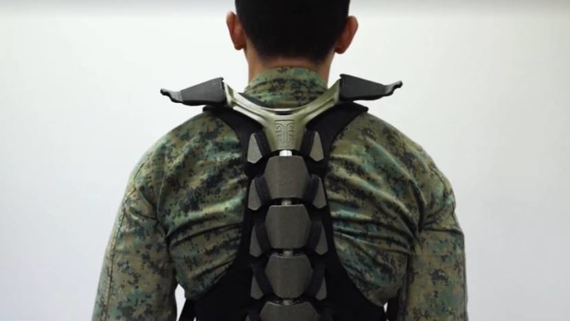 Singapore Army trials titanium exoskeleton designed to reduce load on soldiers Singapore Army trials titanium exoskeleton designed to reduce load on soldiers