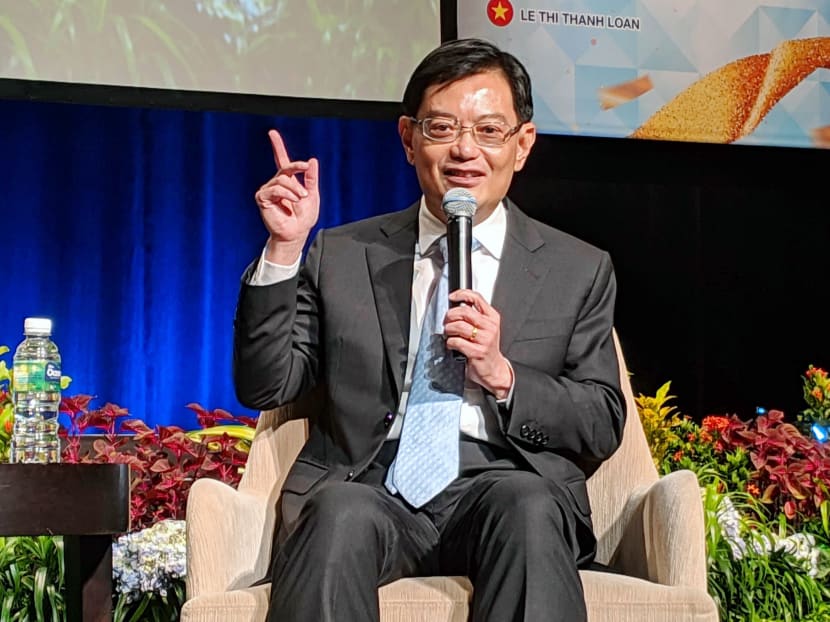Finance Minister Heng Swee Keat speaking at the annual conference of real estate agency PropNex on March 19, 2019.