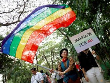 FILE PHOTO: Thai LGBT community participates in Gay Freedom Day Parade in Bangkok, Thailand November 29, 2018. REUTERS/Soe Zeya Tun/File Photo