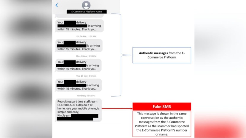 Police warn of job scams involving SMSes spoofing Lazada Police warn of job scams involving SMSes spoofing Lazada