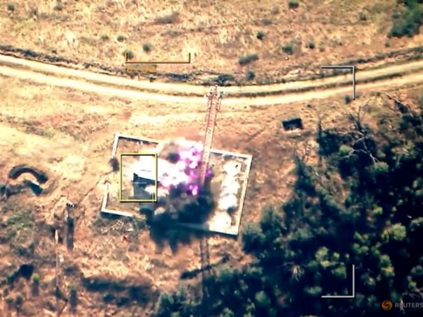 A still image from video, published by Azerbaijan's Ministry of Defence, shows what it said to be an attack and neutralization of the military radio-technical node of the units of the armed forces of Armenia in the region of Nagorno-Karabakh, in this image taken from video published September 19, 2023. Azerbaijan's Ministry of Defence/Handout via REUTERS