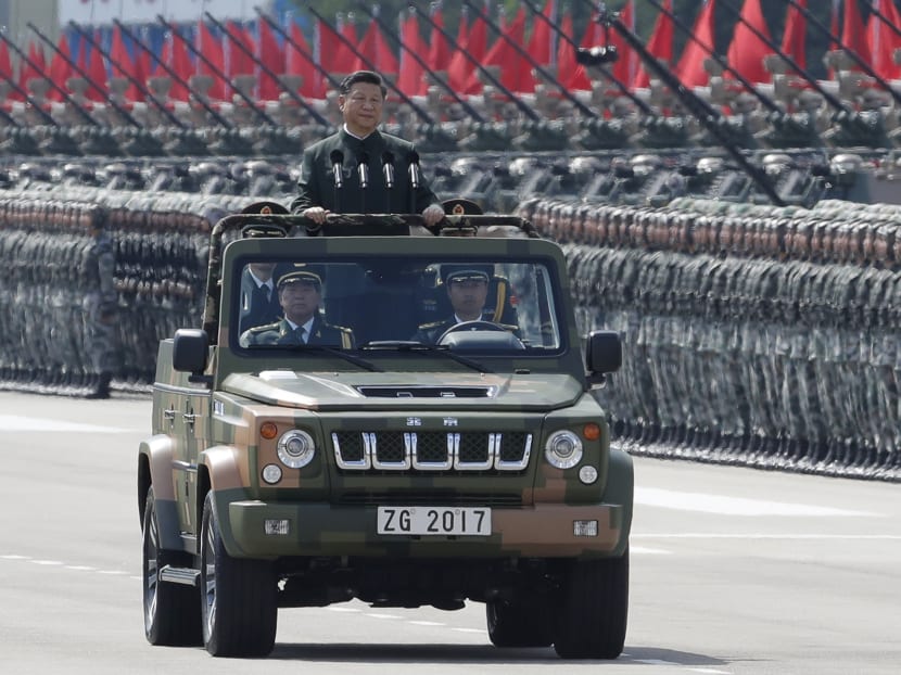 Chinese President Xi Jinping inspects the Chinese troops of People's Liberation Army (PLA) Hong Kong Garrison at the Shek Kong Barracks in Hong Kong, Friday, June 30, 2017. Photo: AP Chinese President Xi Jinping inspects the Chinese troops of People's Liberation Army (PLA) Hong Kong Garrison at the Shek Kong Barracks in Hong Kong, Friday, June 30, 2017. Photo: AP