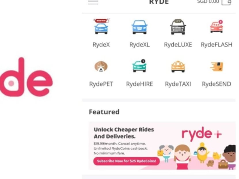A photo showing Ryde's logo and application homepage.