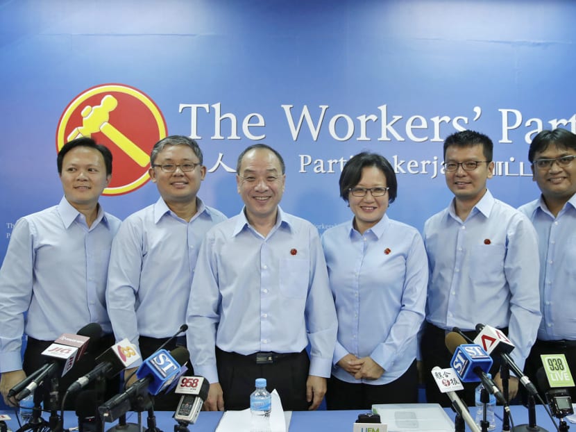 The Workers' Party candidates at a press conference yesterday (Aug 26). Photo: Wee Teck Hian