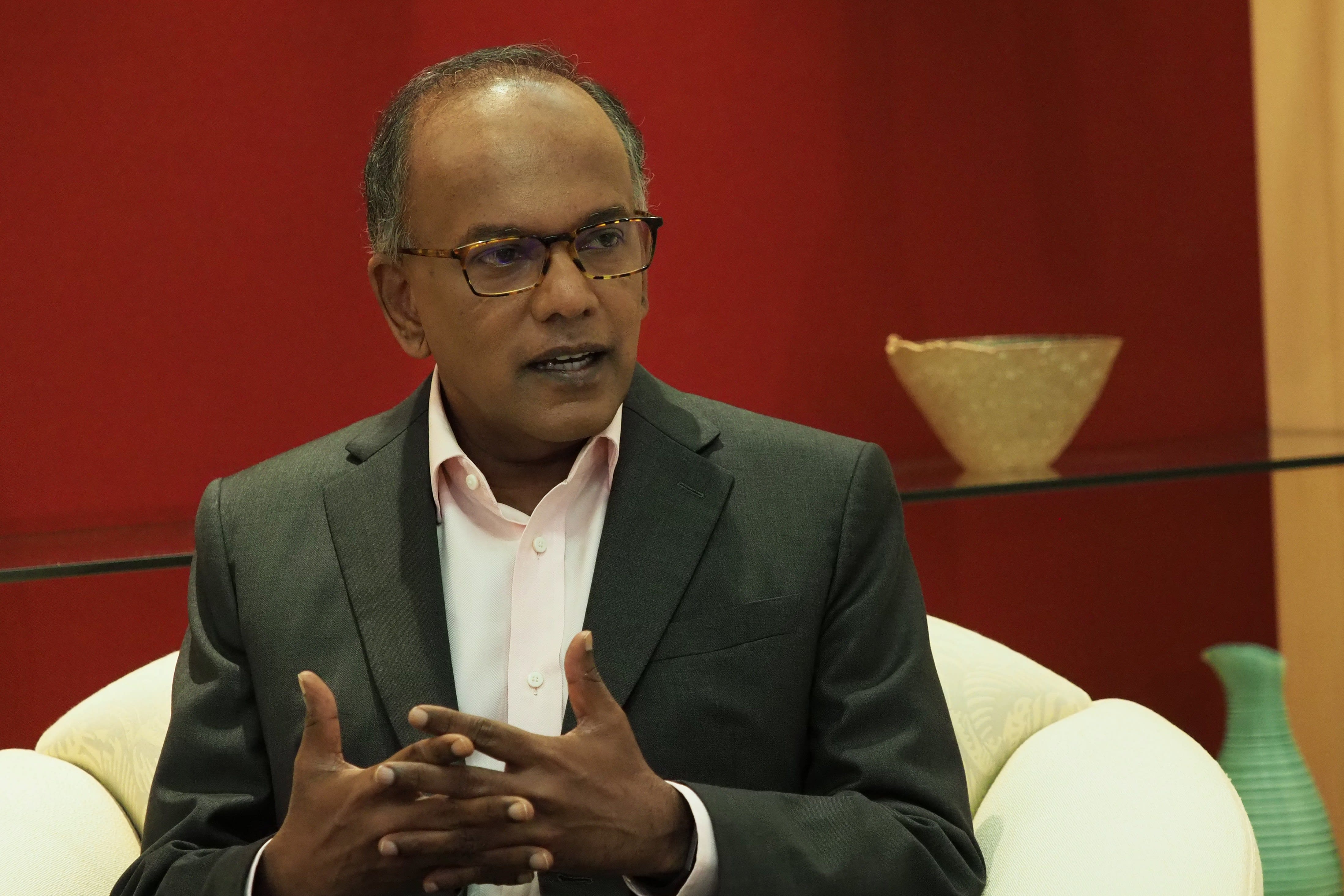 Law Minister K Shamugam gave a wide-ranging interview with Bloomberg Television on Sept 15, 2022, tackling questions about the repeal of Section 377A, drugs and the death penalty, the Foreign Interference Countermeasures Act, and the ruling People's Action Party's leadership transition. Law Minister K Shamugam gave a wide-ranging interview with Bloomberg Television on Sept 15, 2022, tackling questions about the repeal of Section 377A, drugs and the death penalty, the Foreign Interference Countermeasures Act, and the ruling People's Action Party's leadership transition.