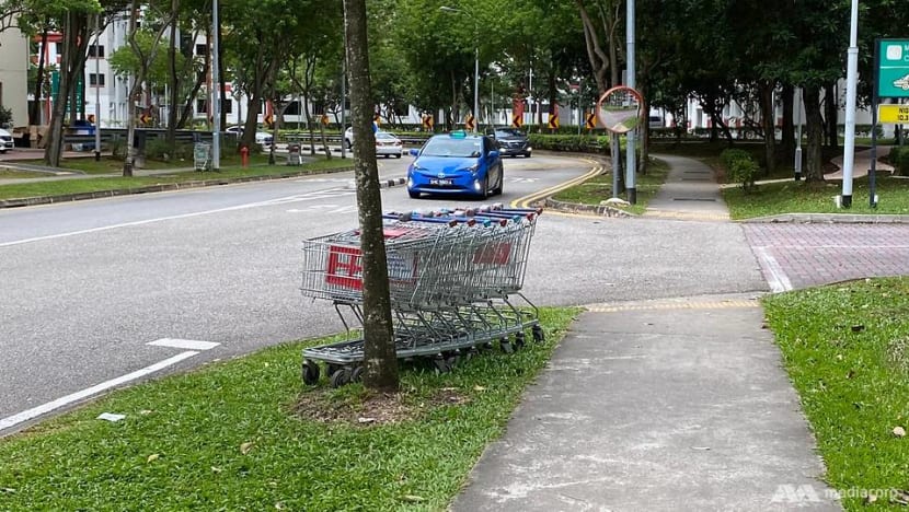 Abandoned NTUC FairPrice trolleys a daily occurrence for Rivervale Crescent residents Abandoned NTUC FairPrice trolleys a daily occurrence for Rivervale Crescent residents