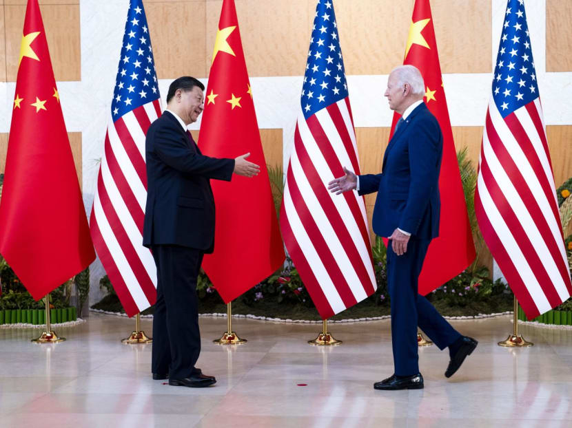 President Joe Biden and President Xi Jinping of China walk to shake hands in Bali, Indonesia, Nov 14, 2022. President Joe Biden and President Xi Jinping of China walk to shake hands in Bali, Indonesia, Nov 14, 2022.