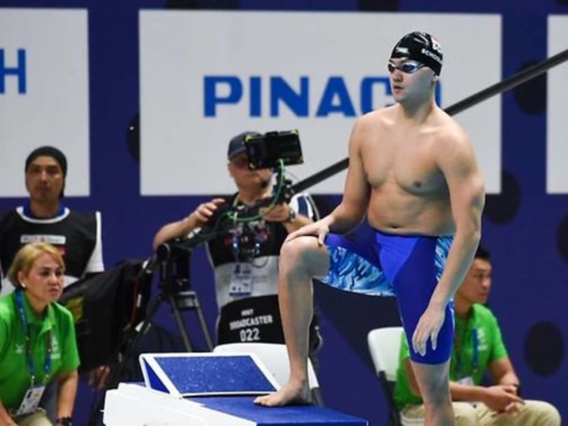 Singapore swimmer Joseph Schooling gets ready for action at the 2019 SEA Games.