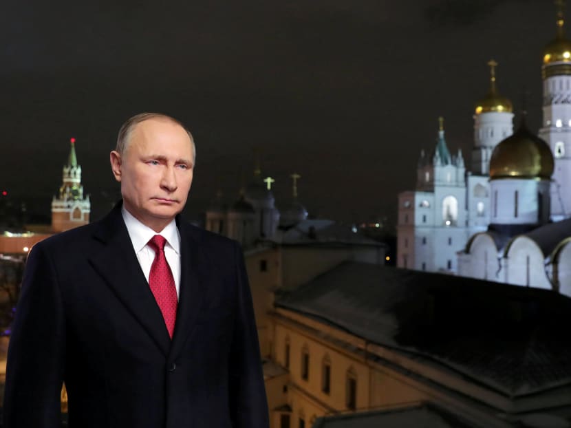 Russia's President Vladimir Putin seen here in Moscow, on Dec 31, isn't watching the US Presidential Inauguration. Photo: Sputnik/Mikhail Klimentyev/Kremlin via Reuters.