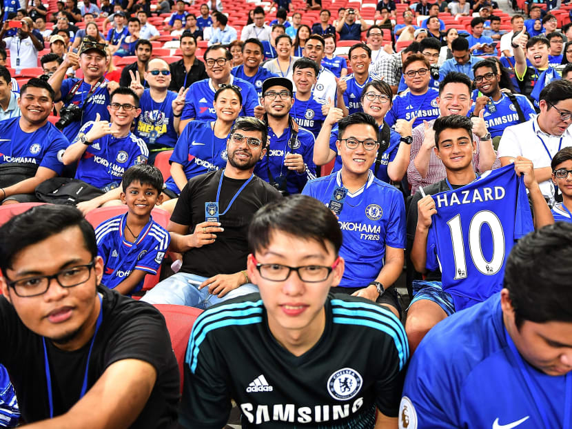 Chelsea fans attending their club's training session at the National Stadium in preparation for its International Champions Cup game against Bayern Munich. Photo: International Champions Cup Singapore 2017