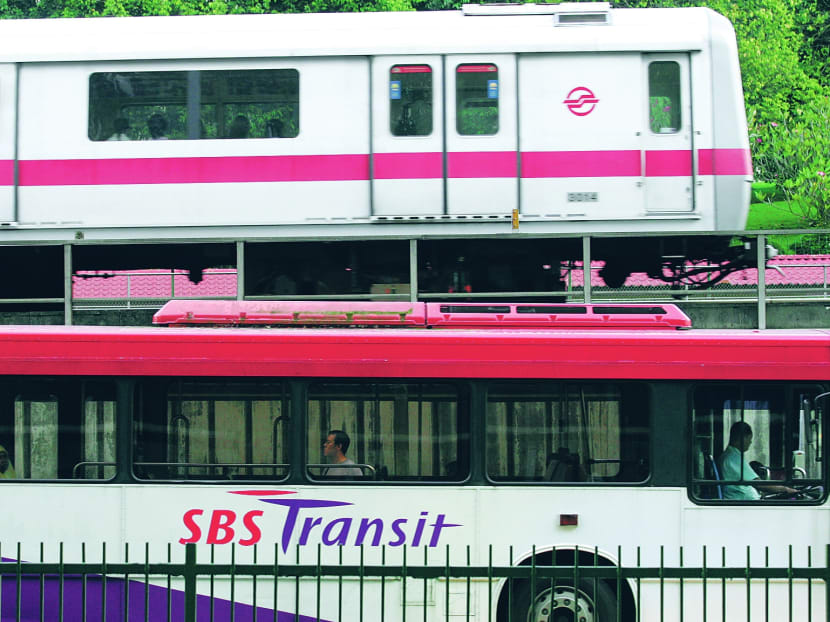 SMRT Train and SBS Transit Bus. MRT. Public Transport. Transportation. Photo by OOI BOON KEONG. BK291106.