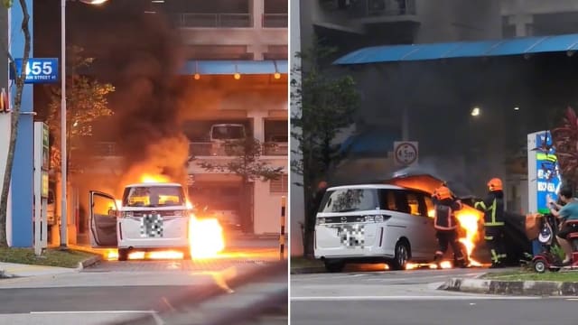 轿车义顺停车场着火 民防部队高效灭火获网赞 