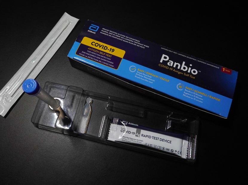 The Abbott PanBio Covid-19 Antigen Self-Test kit (pictured) is one of the four approved ones for mass market use in Singapore so far. The Abbott PanBio Covid-19 Antigen Self-Test kit (pictured) is one of the four approved ones for mass market use in Singapore so far.