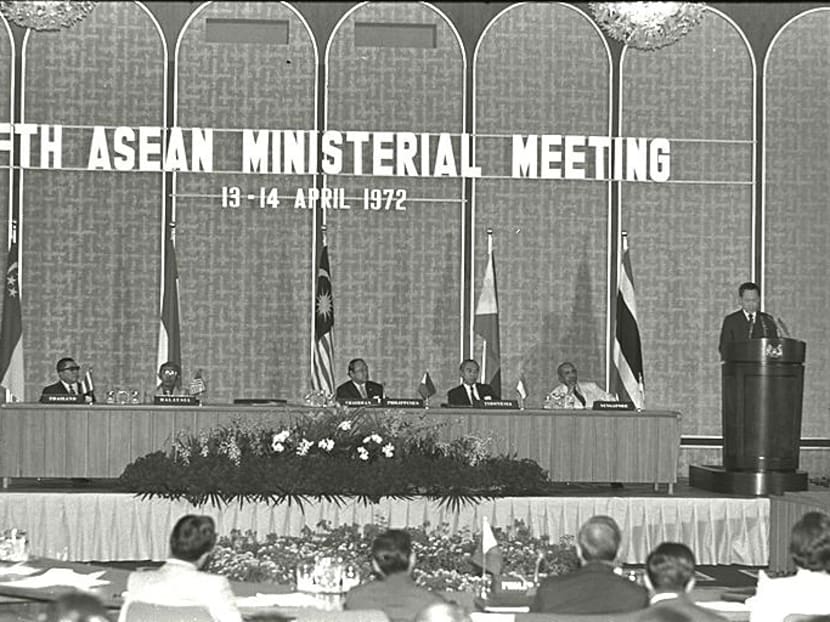 Mr Lee Kuan Yew speaking at the opening of the Fifth ASEAN Ministerial Meeting at Shangri-La Hotel in 1972, when he was Prime Minister. PHOTO: MINISTRY OF INFORMATION AND THE ARTS COLLECTION, COURTESY OF NATIONAL ARCHIVES OF SINGAPORE